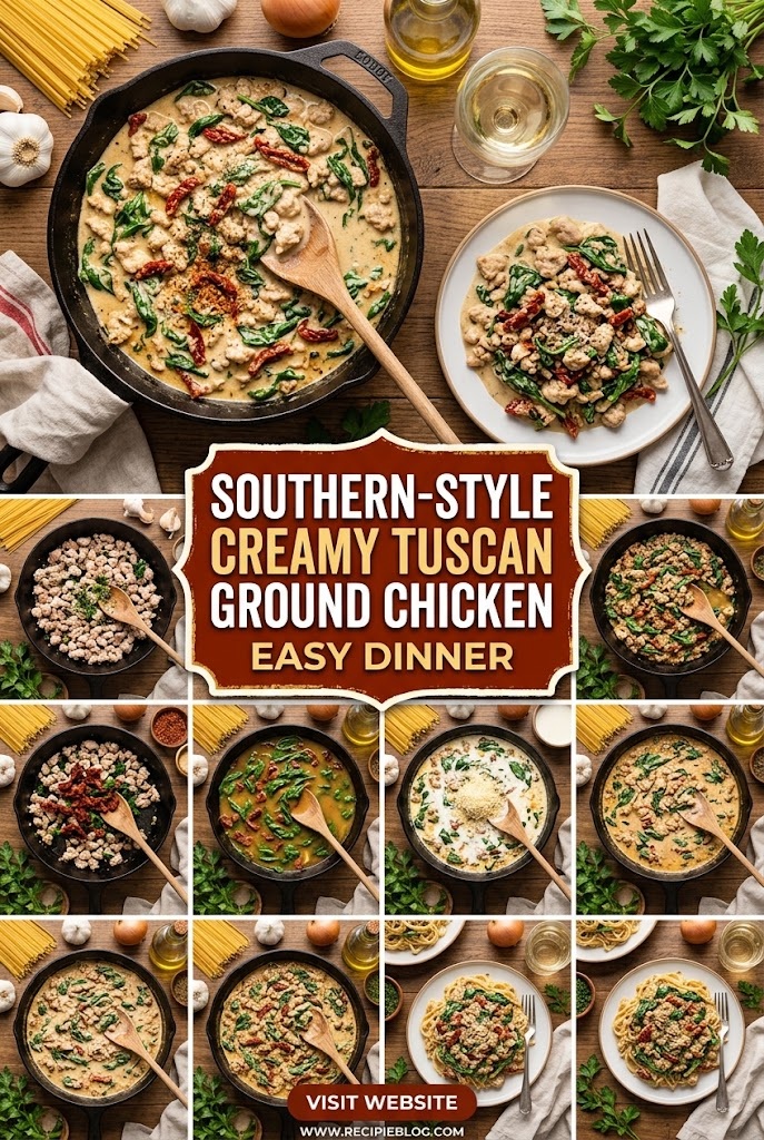 Southern-Style Creamy Tuscan Ground Chicken Easy Dinner